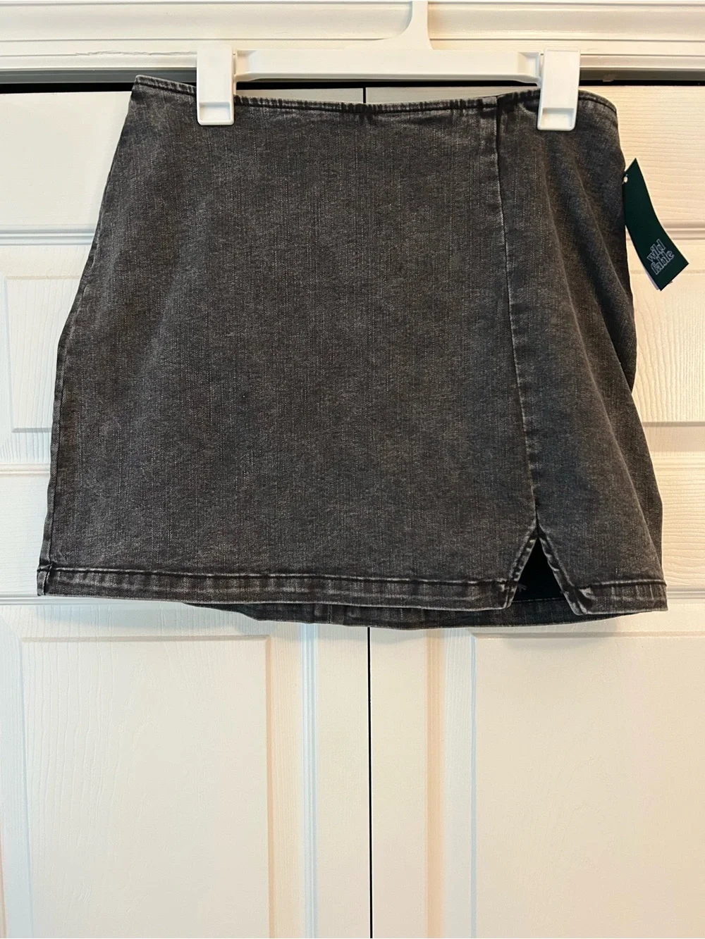 wild fable Charcoal Gray Denim Mini Skirt with Front Slit